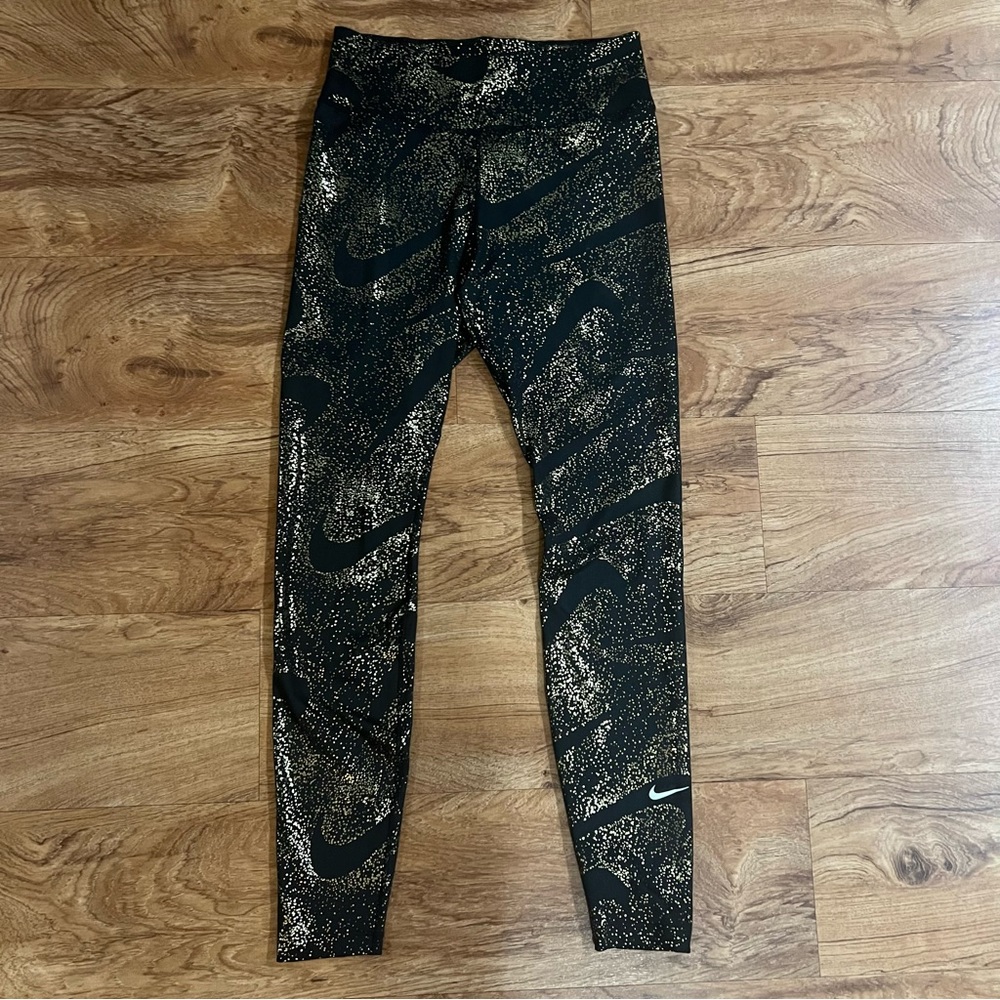 Gold/black Nike Mid-Rise Print Leggings
